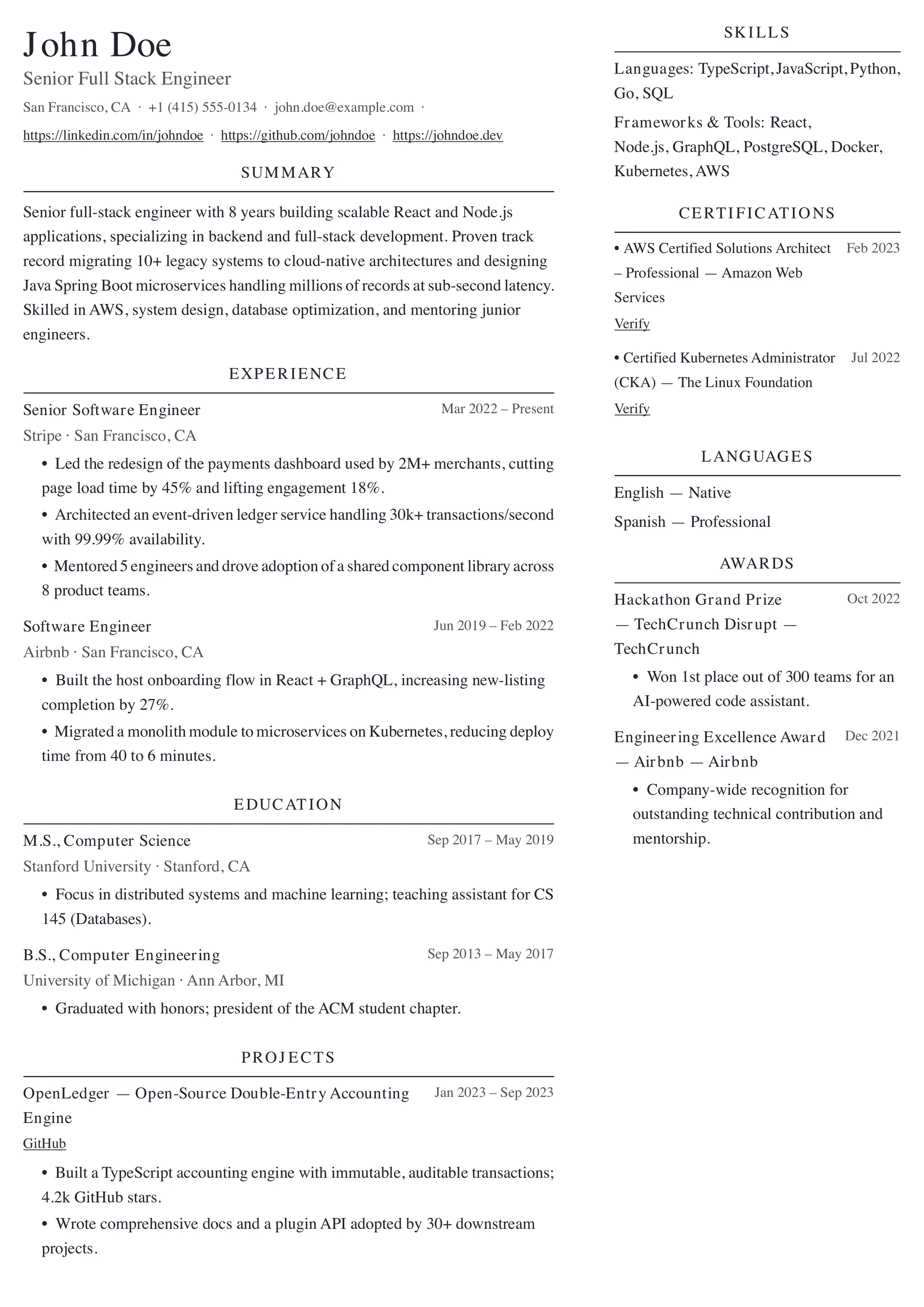 Balanced Ruled resume template preview