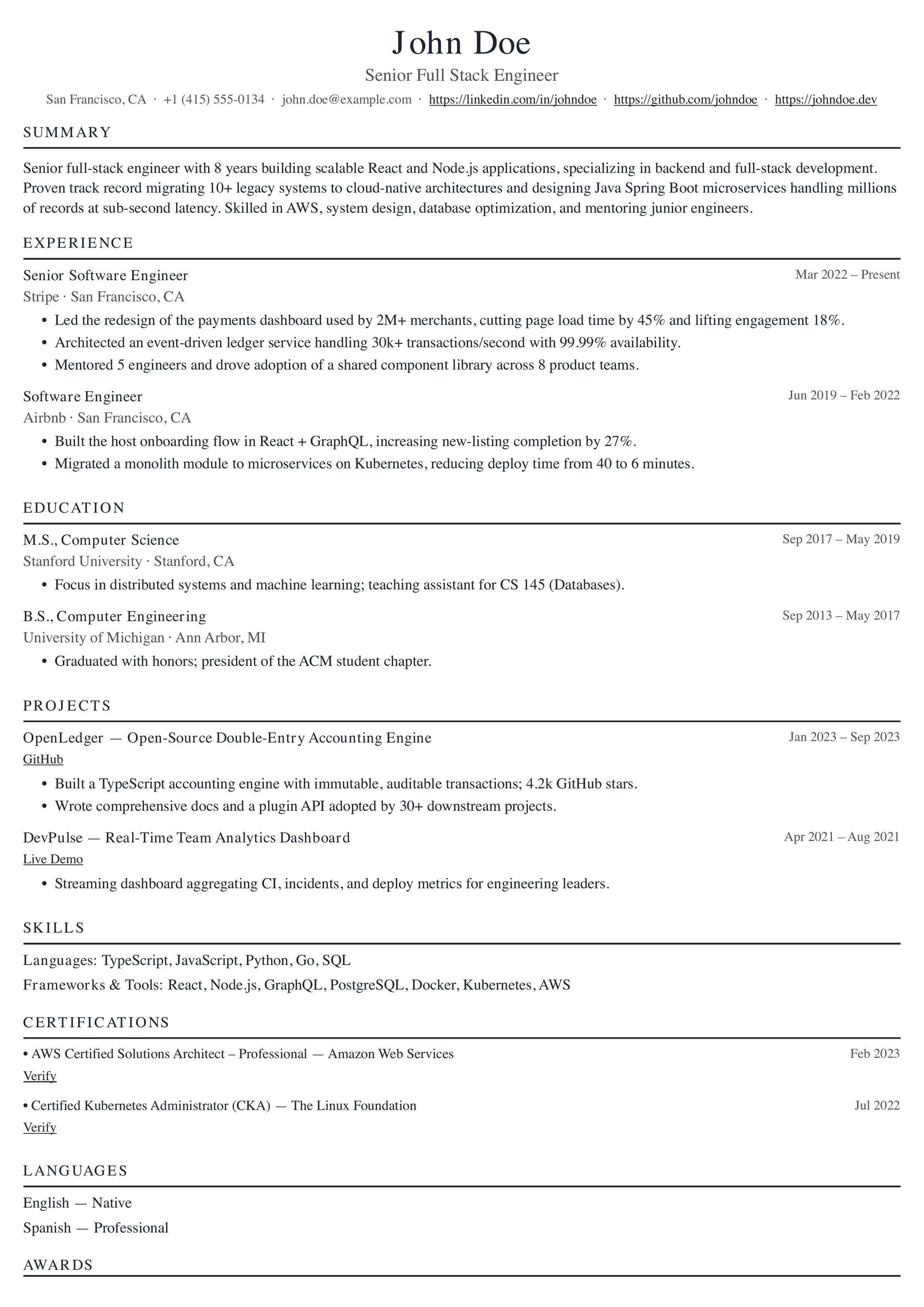 Harvard Ultra-Compact resume template preview