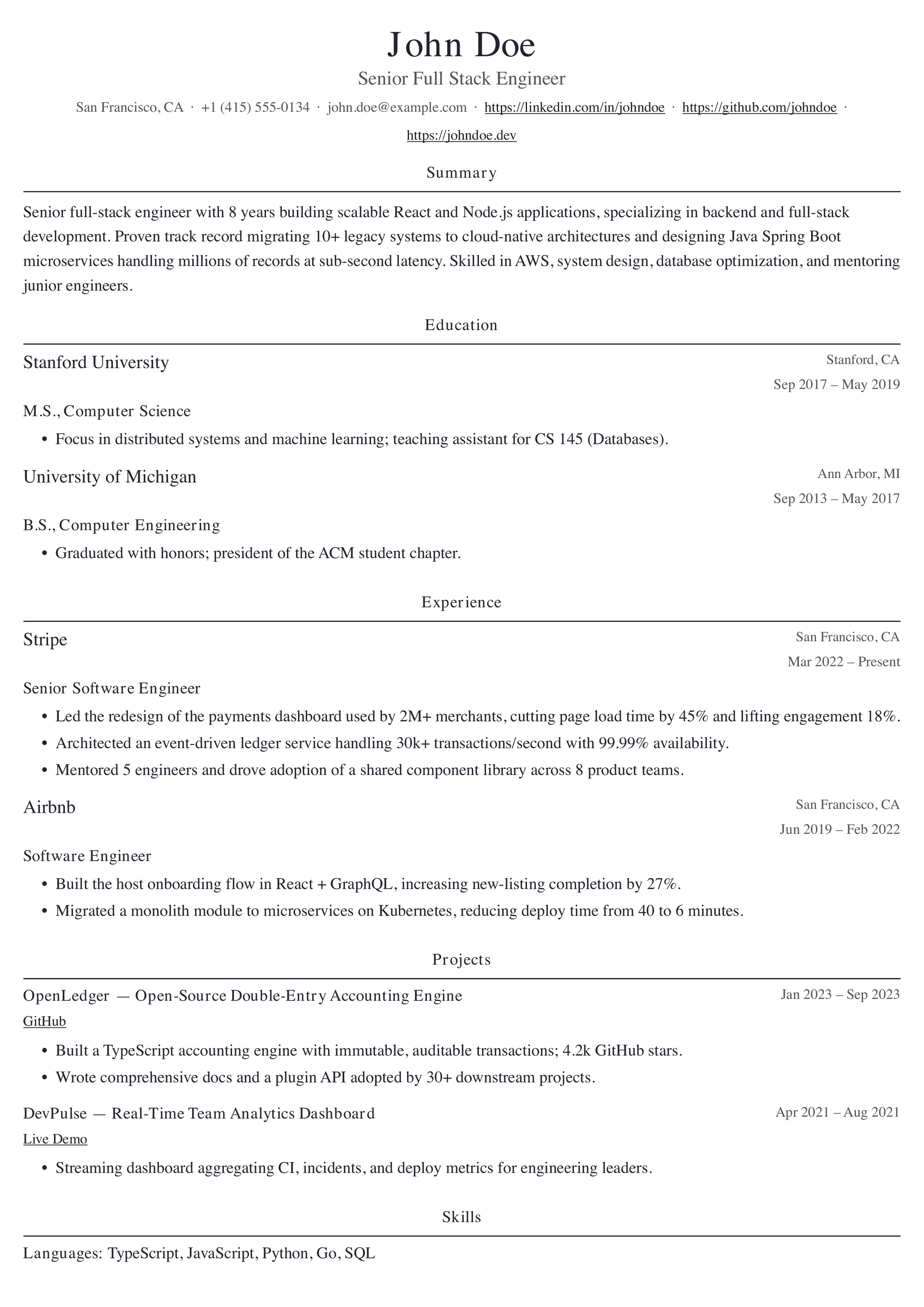 Student Harvard resume template preview